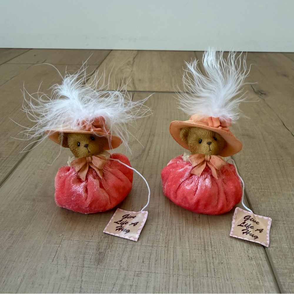 Pink Feathered Teddy Bear Decor